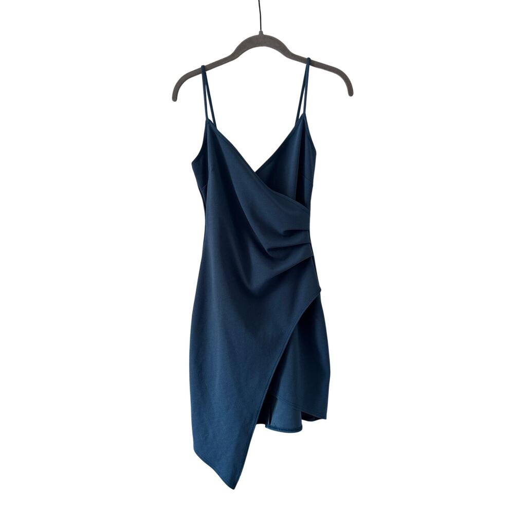 Blue Blush Blue Asymmetrical Mini Dress Women’s Spaghetti Strap Cocktail Medium - Picture 2 of 9